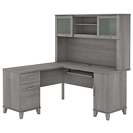 Bush Business Furniture Somerset 60"W L-Shaped Corner Desk With Hutch, Platinum Gray, Standard Delivery