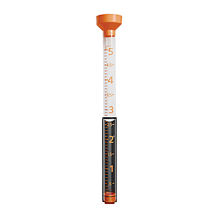 Taylor Precision Products 5”-Capacity Jumbo Rain Gauge, 27-3/16”H x 3-3/4”W x 3-3/4”D, Orange