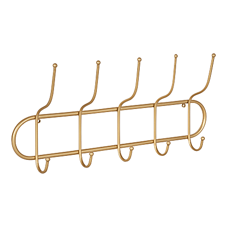 Kate and Laurel Vaida Wall Hooks, 11-1/2”H x 25”W x 4”D, Gold