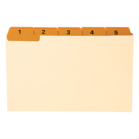 Oxford® Manila Card Guides With Laminate Tabs, Daily "1-31", 5" x 8", Manila; Orange Tabs