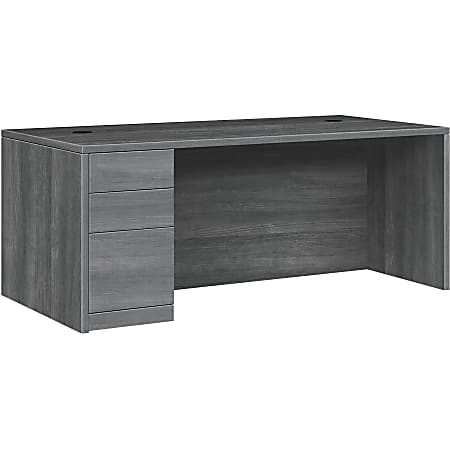 HON® 10500 Series 72"W 3-Drawer Left Pedestal Desk, Teak