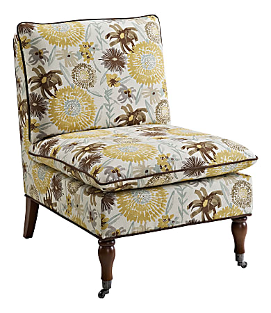 Linon Lucia Pillow Top Chair, Floral/Antique Tobacco