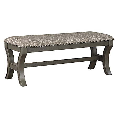 Monaco 48" Bench in Grey Giraffe Fabric with Antique Grey Base