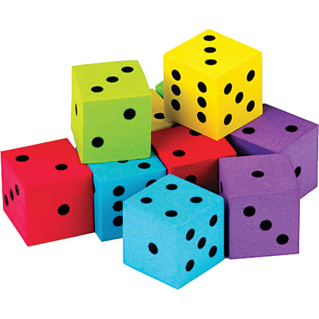 Teacher Created Resources Foam Dice, 3/4", Assorted Colors, 20 Dice Per Pack, Case Of 3 Packs