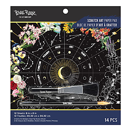 Brea Reese® Scratch Art Paper Pad, 8" x 8", Celestial