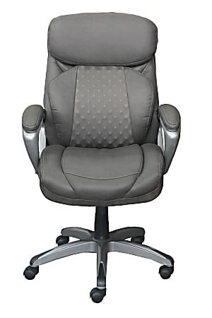 Serta® Works Bonded Leather High-Back Office Chair With Acucell Technology, Mindset Gray/Silver