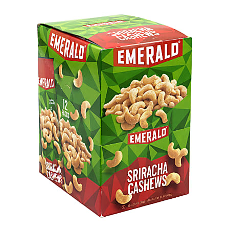 Emerald Nuts Sriracha Cashews, 1.25 Oz, Box Of 12 Pouches
