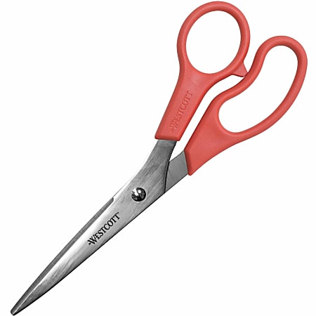 Westcott All Purpose Value Stainless Steel Scissors 8 Pointed Red - Office  Depot