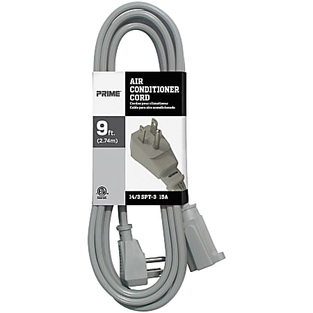 Prime 4/3 SPT-3 Air Conditioner Extension Cord, 9’, Gray, EC680509L