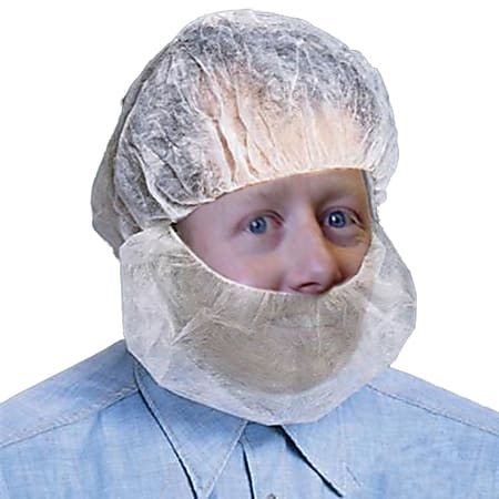 Protective Industrial Products Polypropylene Beard Net Protectors, White, Pack Of 100 Protectors