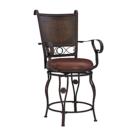 Powell Big & Tall Copper Stamped Back Counter Stool, Brown/Bronze