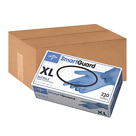 SmartGuard Powder-Free Nitrile Exam Gloves, X-Large, Blue, 230 Gloves Per Box, Case Of 10 Boxes