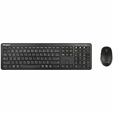 Targus Full-Size Bluetooth Keyboard And Midsize Comfort Antimicrobial Mouse Bundle, Black