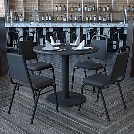 Flash Furniture Round Table With 4 Banquet Chairs,