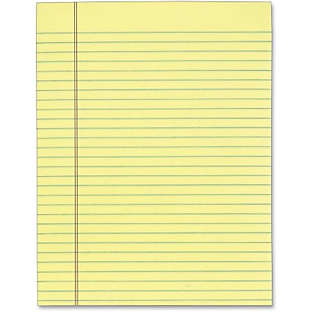 Tops 7522 Gum Top Pad - 50 Sheets - Glue - Ruled Red Margin - 16 lb Basis Weight - Letter - 8 1/2" x 11" - Canary Paper - Perforated - 12 / Pack