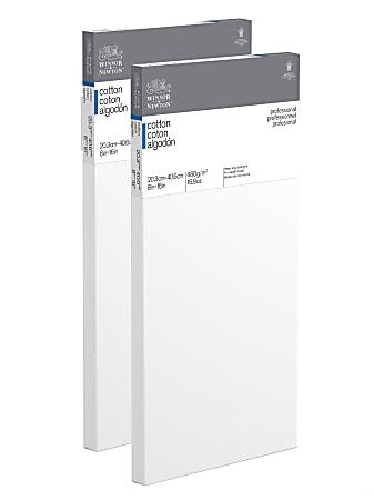 Winsor & Newton Professional Cotton-Stretched Traditional Canvases, 16" x 8", White, Pack Of 2