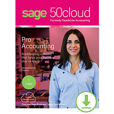 Sage 50 Sage 50cloud Pro Accounting 2019 U.S. One Year Subscription (Windows)