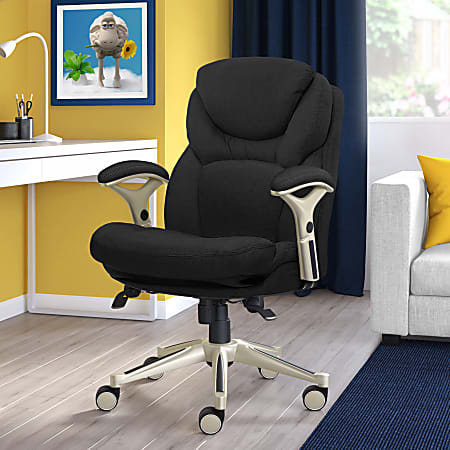 Serta&reg; Claremont Ergonomic Bonded Leather Mid-Back Office Chair, Dark Gray/Silver