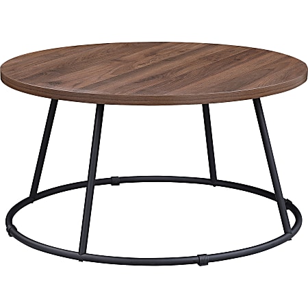 Lorell® Round Coffee Table, 16-3/4" x 31-1/2", Walnut/Black