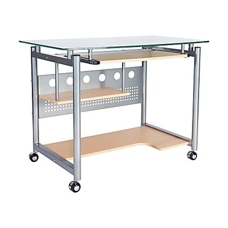 Techni Mobili 40"W Rolling Computer Desk, Maple