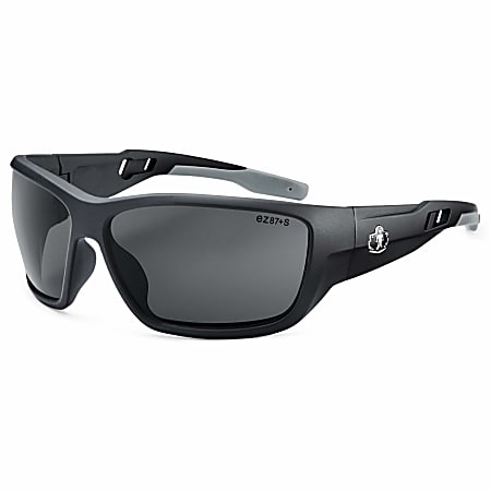Ergodyne Skullerz® Safety Glasses, Baldr, Anti-Fog, Matte Black Frame, Smoke Lens