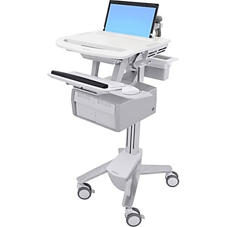 Ergotron StyleView Laptop Cart, 2 Tall Drawers (2x1) - 2 Drawer - Push/Pull Handle - 20 lb Capacity - 4 Casters - Plastic, Aluminum, Zinc Plated Steel