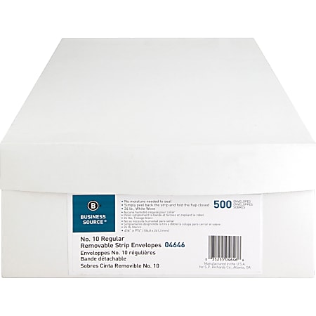 Business Source Plain Peel/Seal Business Envelopes - Business - #10 - 9 1/2 Business Source Plain Peel/Seal Business Envelopes - Business - #10 - 9 1/2
