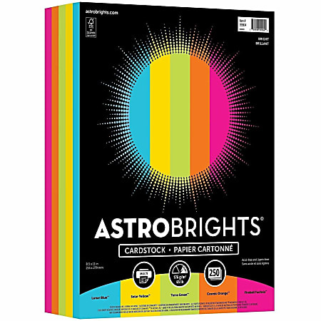 Astrobrights Color Card Stock - 5 Assorted Colours - 8 1/2"x11" - High-impact, Durable, Printable, Aci - 99904