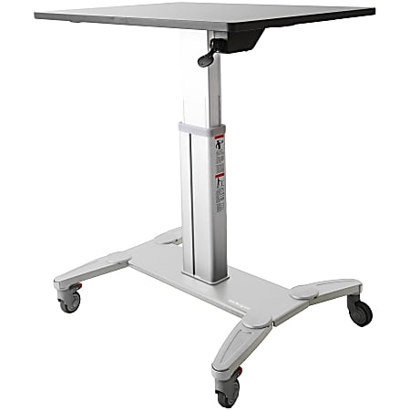 StarTech.com 28"W Mobile Sit-Stand Workstation, Silver