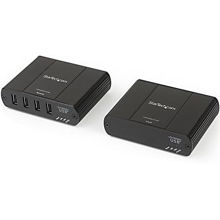 StarTech.com 4 Port USB 2.0 Extender Hub over Cat5e or Cat6 Ethernet Cable - 330ft/100m Metal USB 2.0 Extender Kit - USB2004EXT2NA