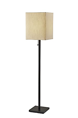 Adesso® Estelle Floor Lamp, 61”H, Light Brown Shade/Antique Bronze Base