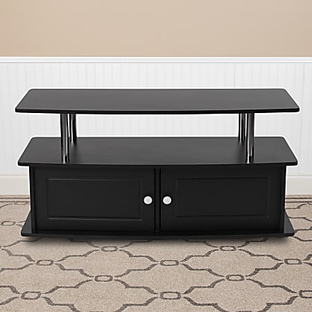 Flash Furniture TV Stand With 2 Cabinets, 21-1/2"H x 43-1/4"W x 16"D, Black