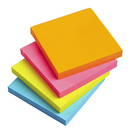 Office Depot Brand Sticky Notes With Storage Tray 3 x 3 Assorted Neon  Colors 100 Sheets Per Pad Pack Of 24 Pads - Office Depot