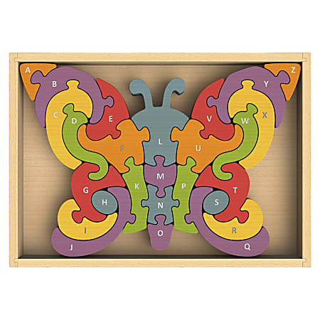 BeginAgain Toys Butterfly A-Z Puzzle - 7" - Theme/Subject: Learning, Fun - 3+26 Piece