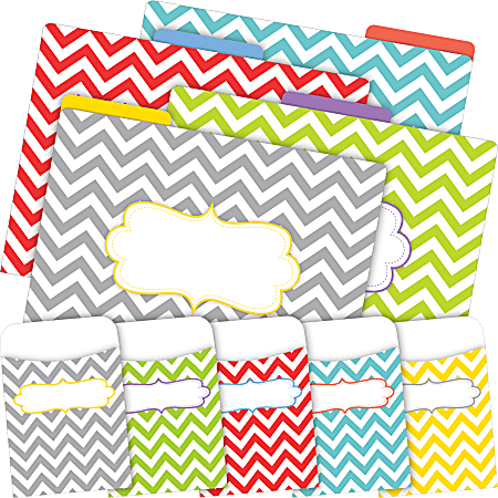 Barker Creek Folder/Pocket Set, 1/3-Cut Tab, Letter Size, Chevron Beautiful, Set Of 42 Pieces
