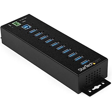 StarTech.com 10 Port USB Hub w/ Power Adapter - Metal Industrial USB 3.0 Data Hub - Din Rail, Wall & Desk Mount USB 3.1 Gen 1 5Gbps Hub