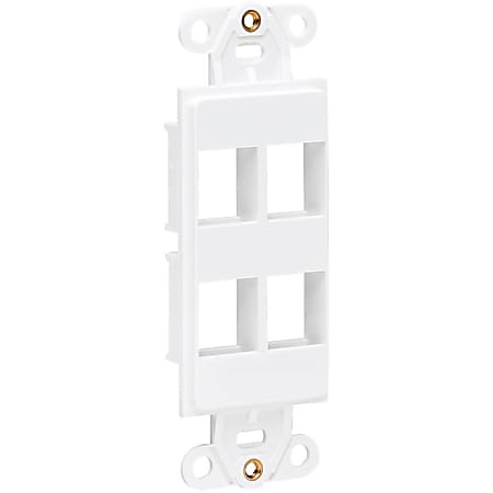 Tripp Lite Center Plate Insert Decora Vertical 4-Port for A/V VoIP Ethernet - 4 x Total Number of Socket(s) - White - Acrylonitrile Butadiene Styrene (ABS) - TAA Compliant