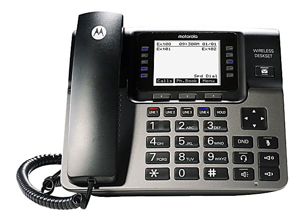 Motorola® DECT 6.0 4-Line Wireless Desk Phone With Digital Answering System, ML1100