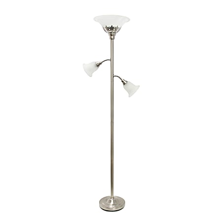 Lalia Home Torchiere Floor Lamp With 2 Reading Lights 71 H Brushed