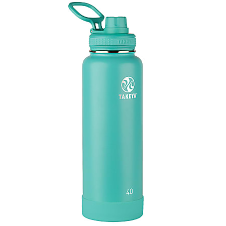Takeya Actives Vacuum Insulated Stainless Steel Water Bottle With Spout Lid, 40 Oz, Teal