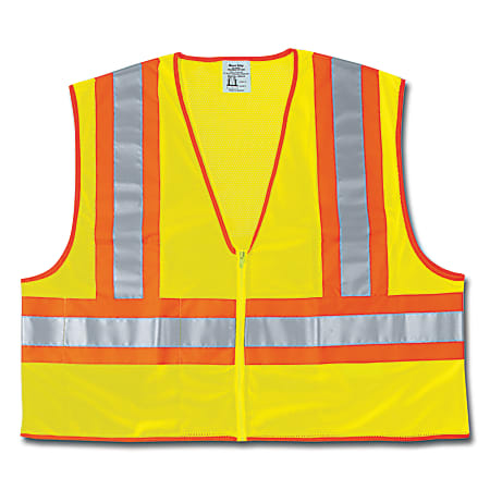 MCR Safety Luminator Class II Safety Vests, 2X Large, Lime