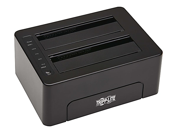 Tripp Lite 2-Bay USB 3.0 SATA Hard Drive Docking Station with Erase Function, 2.5 and 3.5 in. HDD and SSD - HDD docking station - bays: 2 - 2.5" / 3.5" shared - SATA 6Gb/s - USB 3.0 - black