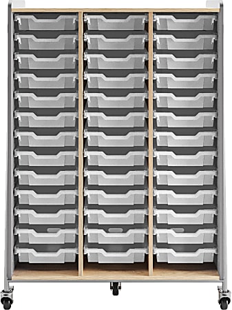 Safco® Whiffle Triple-Column 39-Drawer Mobile Storage Cart, 60"H x 43-1/4"W x 19-3/4"D, Gray