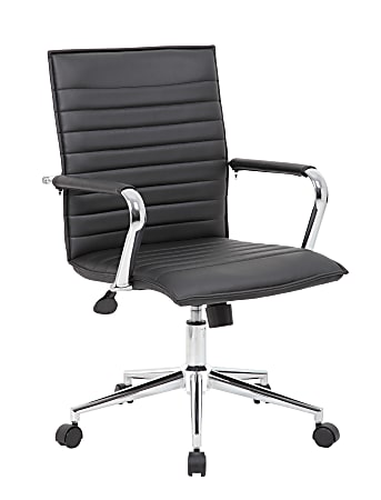 Boss Office Products Sleek Ribbed Vinyl Task Chair, Black