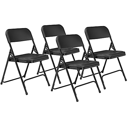 National Public Seating® 800 Series Premium Lightweight Plastic Folding Chairs, Black, Pack Of 4 Chairs