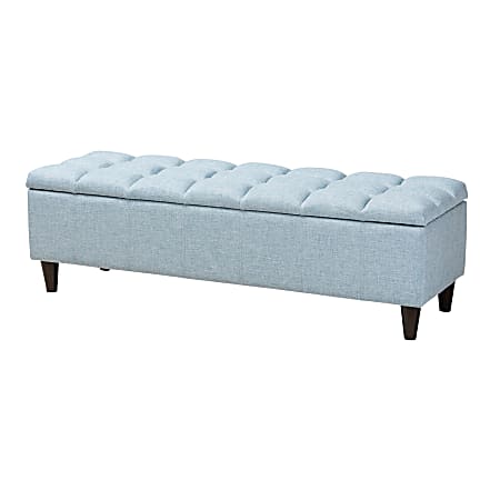 Baxton Studio Mid-Century Modern Upholstered Storage Bench Ottoman, Light Blue