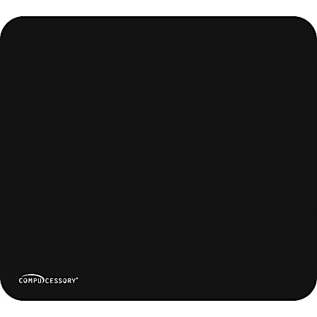 Compucessory Smooth Cloth Nonskid Mouse Pads - 9.50" x 8.50" Dimension - Black - Rubber, Cloth - 1 Pack