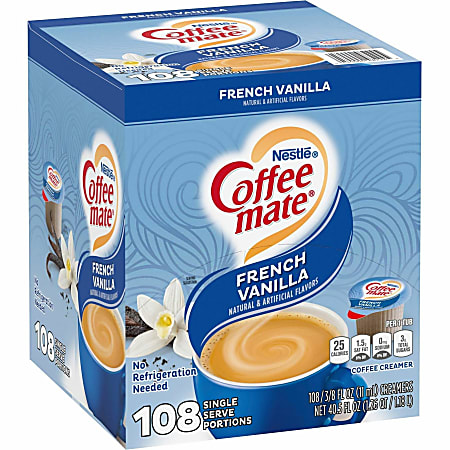 Coffee mate French Vanilla Creamer Singles - French Vanilla Flavor - 0.38 fl oz (11 mL) - 108/Carton