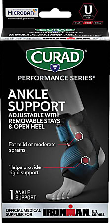 CURAD® Performance Series Adjustable Ankle Support With Removable Stays, Black