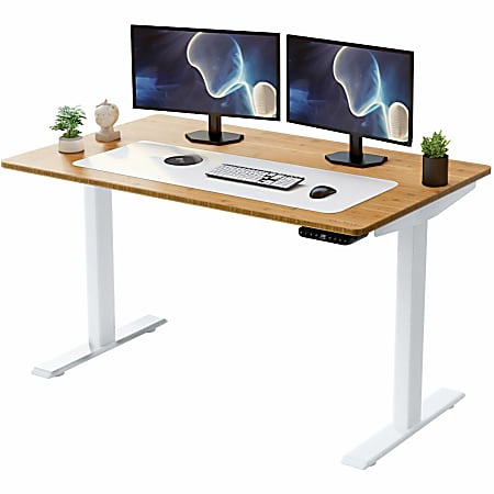 Uncaged Ergonomics Rise Up Electric 48"W Adjustable Height Standing Desk, Natural Bamboo